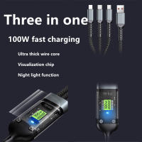 Cable de carga rápida 3 en 1 de 100W, Chip Visual inteligente, línea de carga trenzada de nailon, diseño transparente para iPhone y Android - details 4