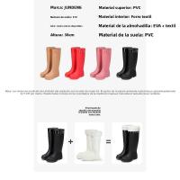 Botas de Lluvia de Tacón Alto Impermeables Zapatos de Invierno Cálido para Mujeres con Boca Ancho - details 1