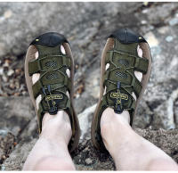 Sandalias deportivas de verano para hombre, sandalias para senderismo al aire libre, punta cerrada, cuero genuino, sandalias informales para caminar, zapatos de agua - details 16