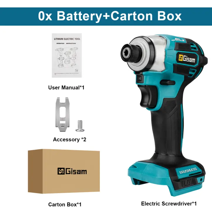 Kit de Destornillador Eléctrico Sin Escobillas 688N.m de 8 Velocidades 1/4 Pulgada para Batería Makita 18V Kit de Destornillador de Impacto Inalámbrico - 1