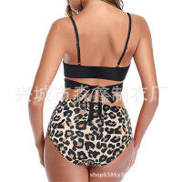 Bikini de dos piezas de cintura alta con estampado de leopardo, traje de baño sexy para mujer - details 3