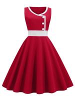 Vestido de fiesta estilo años 50 y 60 con estampado de mujer y vuelo amplio - details 10