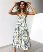 Correas con estampado de playa, abrigo de verano sin mangas con cuello en V para mujer, vestido midi sexy, vestidos elegantes Vestiti Donna - details 7