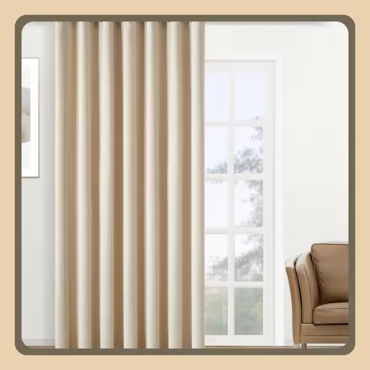 Cortinas Opacas para Ventanas Grandes de Salón 1 Pieza Ancho de 300 Diseño Beige - 1