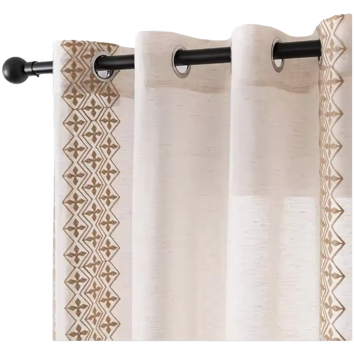 Cortinas para Sala de Estar y Dormitorio Diseño Transparente de Color Crema de 84 Pulgadas de Largo - 1