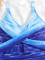 Bañador de una pieza para mujer, traje de baño liso con cuello en V, Monokini Sexy, ropa de playa para verano, 2024 - details 5