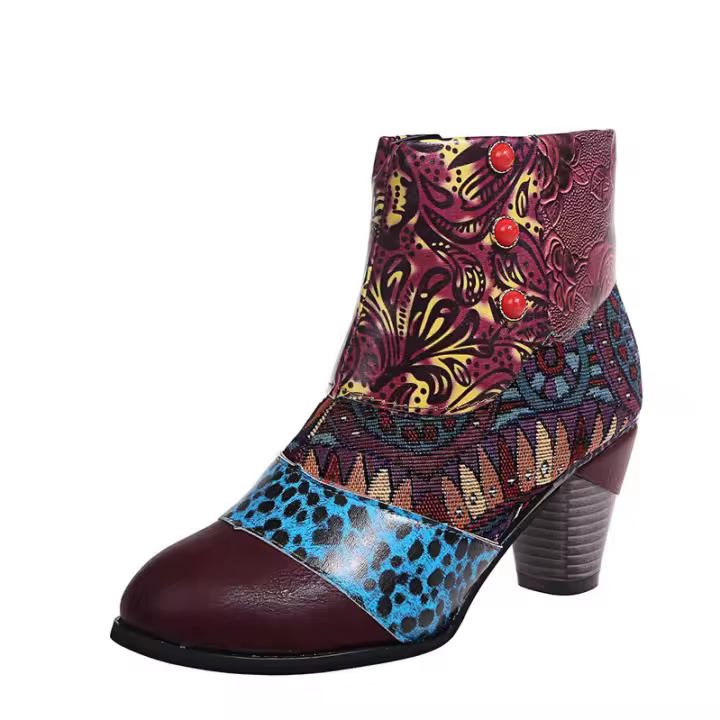 Botas Martin estampadas informales para mujer, zapatos planos a la moda para mujer, botas con tacones altos - 1