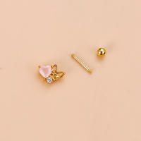 Pendientes coreanos de acero inoxidable para mujer, Piercing para la oreja de zirconia, 2 piezas, exquisitos pendientes de serpiente para el cartílago, joyería para el cuerpo, regalo - details 4