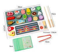 Cocina de juguete de madera para padres y niños pequeños Parrilla de cocina Rompecabezas cúbico Montessori Barbacoa simulada Papel de juego interior para 3 años + - details 8