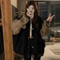 Chaqueta de béisbol de estilo perezoso para mujer, Chaqueta de felpa gruesa, holgada, estilo Retro, Otoño e Invierno - details 8