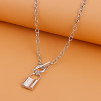 Collar con colgante de candado de perlas de estilo único para mujer, collar de doble capa de estilo moderno y frío - details 7