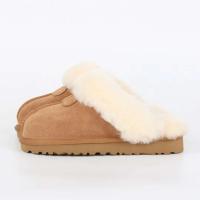 Zapatillas de piel de oveja peludas y esponjosas para mujer, pantuflas cálidas de piel auténtica para invierno, suela de 2cm, nuevo producto - details 0