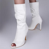 NOVEDAD DE VERANO 2025, botas geniales de barril alto para mujer, botas geniales grandes con cubierta de tacón alto y Boca de pescado - details 18