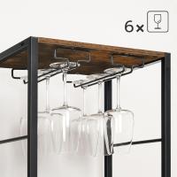 Estantería para Vinos de 6 Niveles con Cajón y Ganchos, Botellero para 16 Botellas con Portacopas y Estantes, Organizador de Botellas de Vino, Vintage y Negro EBF10JJ01 - details 5