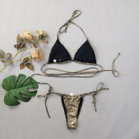 Material ligero del lino de la correa atractiva determinada del bikini de la serpiente del oro 2024 - details 2