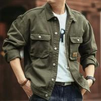 Chaqueta de mezclilla para hombre, holgada, con solapa retro americana, moda informal, ropa de abrigo para primavera y otoño - details 2