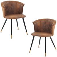 Juego de 2 Sillas de Comedor Vintage Sillón Tapizado en Gamuza con Reposabrazos Patas Metálicas para Cocina Salón - details 7