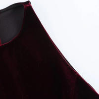 TRAFZA-Vestidos de fiesta lisos de cintura alta para mujer, Vestido corto plisado sin mangas con cuello redondo, minifalda de terciopelo a la moda, verano - details 7