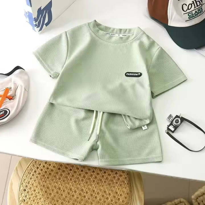 Conjuntos de Pantalones Cortos para Niños Ropa de Verano Monocromática 2 Piezas - 1