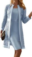 Elegante Conjunto de Vestido de Cárdigan de Encaje Moda de Negocios Casual sin Mangas para Mujeres - details 1