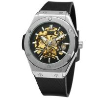 Moda casual plata esqueleto hueco reloj mecánico automático para hombres - details 3