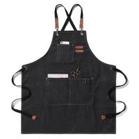 Delantal de trabajo genérico con bolsillos, ropa de trabajo de lona para restaurante, cocina, camarero, hombre y mujer - details 3