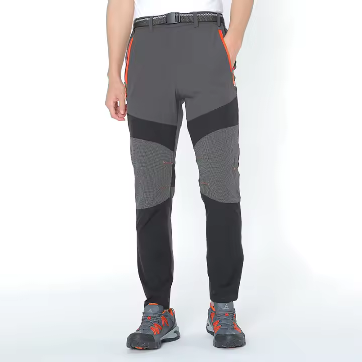 Pantalones de secado rápido delgados para senderismo impermeables para hombre, Softshell de montaña con cinturón - 1
