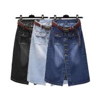 Falda de Denim Azul de Cintura Alta y Suelta Estilo Casual con Cinturón Moda Coreana para Mujeres - details 1