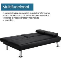 Sofá Cama Plegable de Poliéster 2 Plazas Soporte de Botella 167 X94 cm Max Capacidad 350 KG Gris - details 41