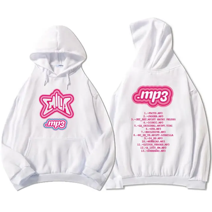 Sudadera De Manga Larga Suelta Para Mujer Y Hombre Con Capucha Estampada De Emilia Mernes Rosa Suave Y Cómoda Para Otoño E Invierno Estilo Casual - 1