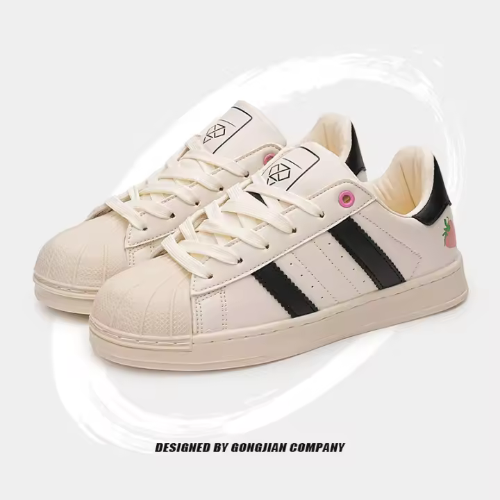 Zapatillas Blancas de Cascuela Versátiles para Mujer 2024 Zapatos Casuales Ligeros con Suela Plana - 1