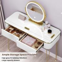 Tocador, escritorio de tocador con espejo, luz LED, iluminación ajustable de 3 niveles, mesa de maquillaje y cosméticos, cajones grandes, escritorio - details 5