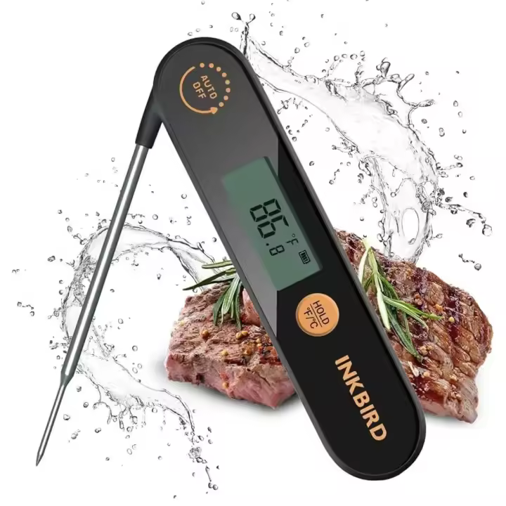 Termómetro digital para carne Inkbird IHT-1X, dispositivo con sonda plegable, resistente al agua IPX5, recargable, utilizado para asar y freír - 1