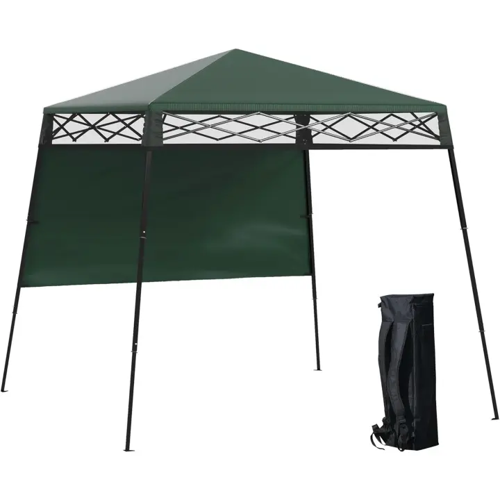 Carpa Plegable Impermeable UV50+ 220x220x200 cm Cenador con Pared Lateral Bolsa de Transporte - 1