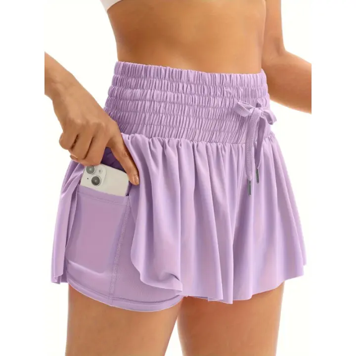 Pantalones cortos de Colores Sólidos para Mujeres, Gimnasio, yoga, entrenamiento Atlético, Correr, Sudar, faldas de Tenis, ropa - 1