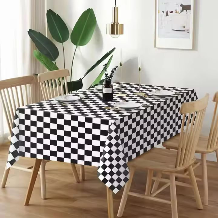 Mantel de Plástico Desechable a Cuadros con Cuadros 137*274cm Ideal para Picnic, Carrera, Fiesta de Coche Cocina y Comedor - 1