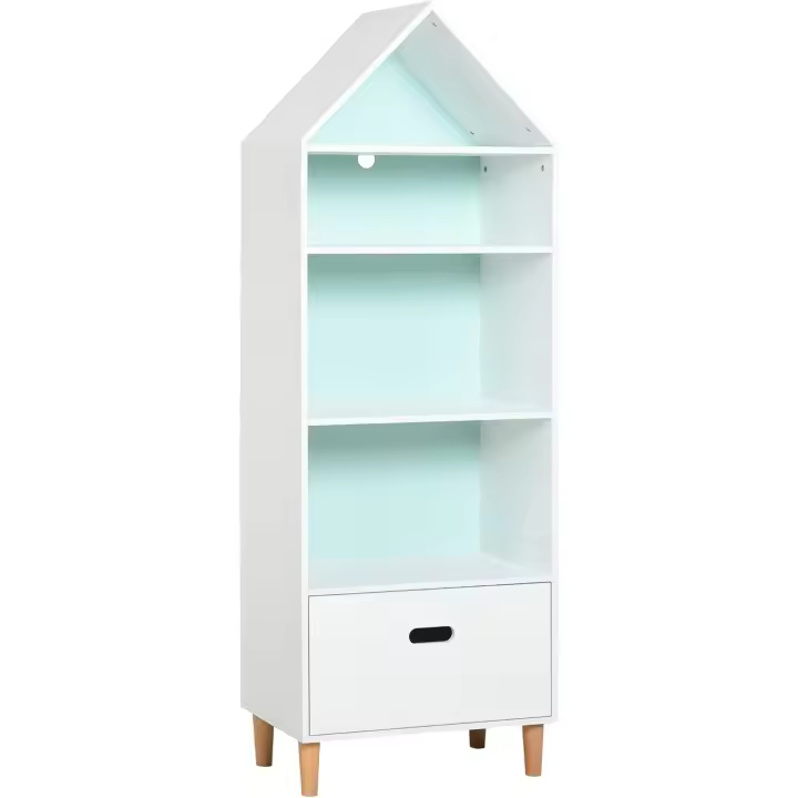 Madera para Niños para Libros Juguetes DVD con 4 Estantes 1 Cajón Tablero de 2 Colores Diseño - 1