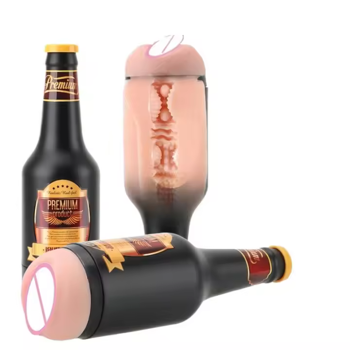 Empaque privado Sexy Soft Ora Pussy Real Vagina Juguete Erótico para Adultos Juguetes para Hombres Regalo Sexo hine Manual Masturbador Masculino Portátil Botella de Cerveza - 1