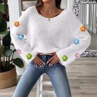 Suéteres de punto para mujer de otoño, jerséis informales con cuello redondo, tops de punto - details 1