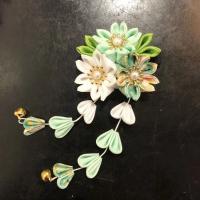 Accesorios Hanfu, tocado de Kimono japonés, estilo antiguo, hecho a mano, flor de Sakura, Clip para el cabello, horquilla de flores con borlas de tela dulce - details 2