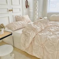 Juego de Ropa de Cama con Flores Torsas de Alta Calidad Duvet Cover Set Pleatado Artesanal Cubierta de Manta Doble para Colchón y Cama Reina - details 14