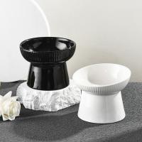 Cuenco de cerámica para gatos, cuenco creativo inclinado/plano para mascotas, base alta, multiusos, antivuelco, alimentador para beber para mascotas, protección del cuello - details 2
