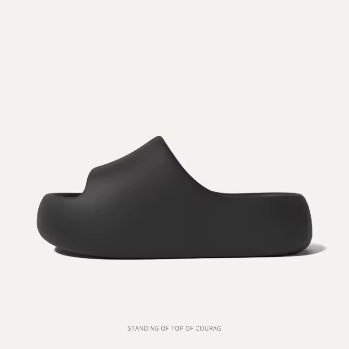Zapatillas frescas de color sólido de suela gruesa para el hogar de verano para mujer, nuevas zapatillas de baño para el hogar, zapatos casuales de moda para aumentar la altura - 1