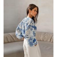 Nueva camisa holgada estampada de manga larga elegante con botones para mujer - details 2
