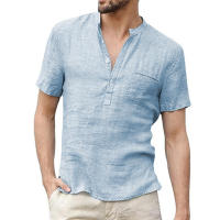 Camiseta de manga corta para hombre, camisa informal de algodón y lino Led, transpirable, S-3XL - details 3