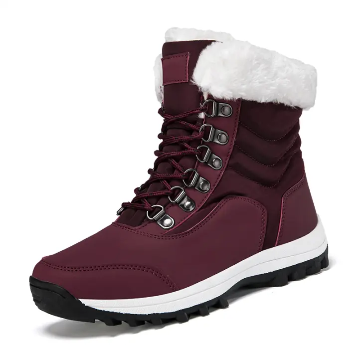 Botas de nieve cálidas para mujer, zapatos de media caña para clima frío, zapatos de felpa para exteriores, zapatillas antideslizantes de invierno - 1