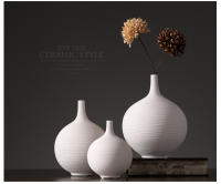 Jarrón de cerámica blanco nórdico, circular de boca fina, arreglo de sala de estar, decoración de flores secas, arte estilo wabi sabi - details 1