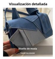 Bolso pequeño portátil de moda versátil, nuevo denim, bolso cuadrado pequeño cruzado de hombro empalmado - details 1