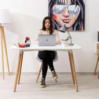 Estilo escandinavo, ideal para comedor, cocina, salón o como escritorio de oficina, color blanco, 120x70x72 cm - details 3