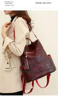 Mochila antirobo para Viajes de Ocio de Mujeres, mochila de viaje de Cuero Blanda Pu de Mujeres, Bolsa simple de gran capacidad - details 1